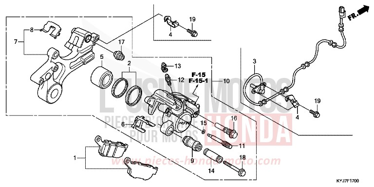 ETRIER DE FREIN ARRIERE de CBR250R ABS NITRIC ORANGE (YR271) de 2013